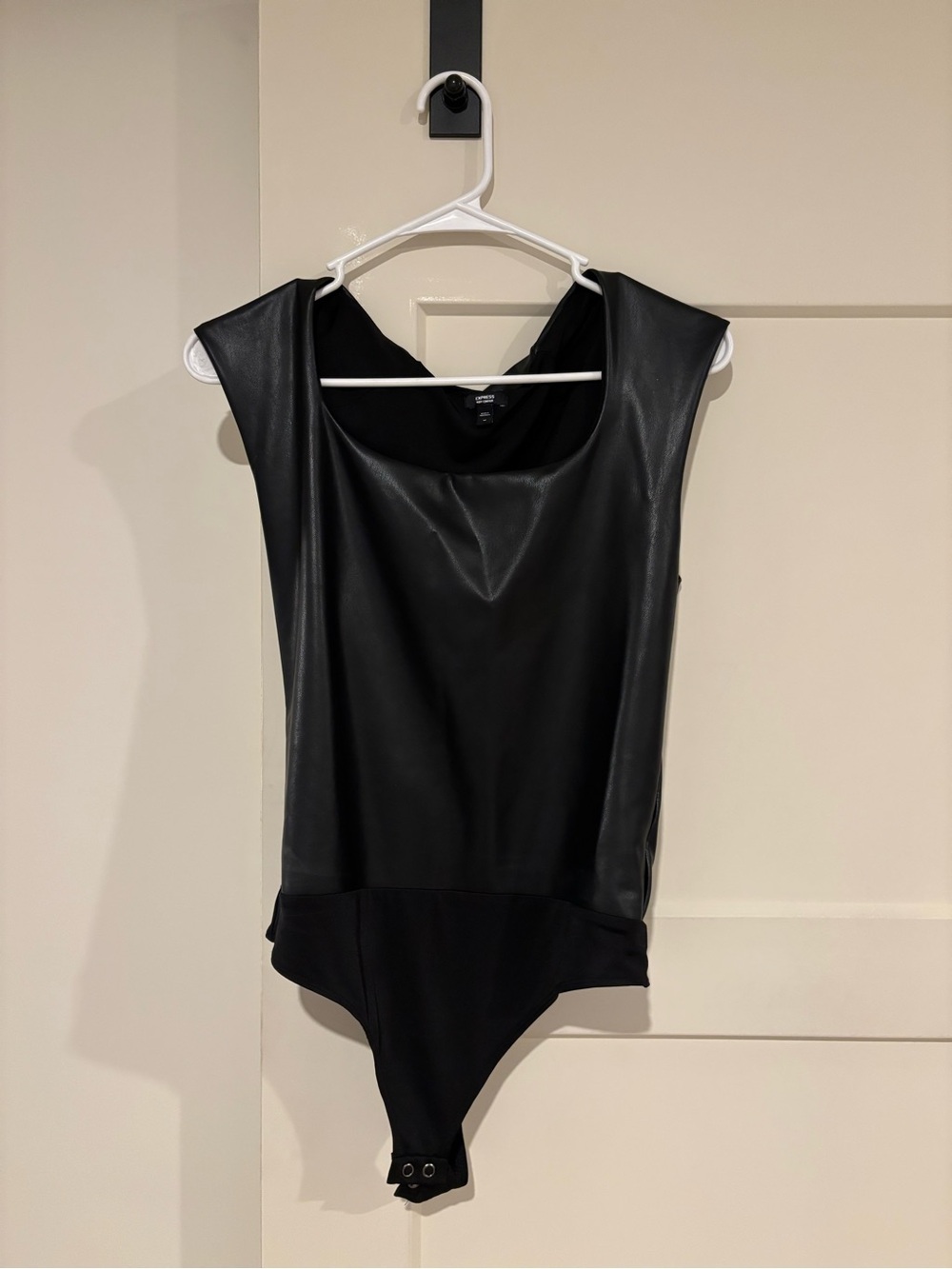 Express Black Faux Leather Sleeveless Bodysuit